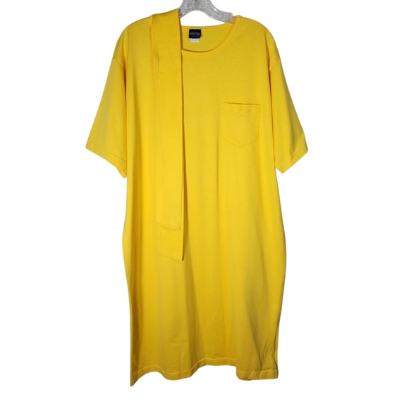 Lands End yellow pocket tee dress with sash Size XL - Picture 2 of 7